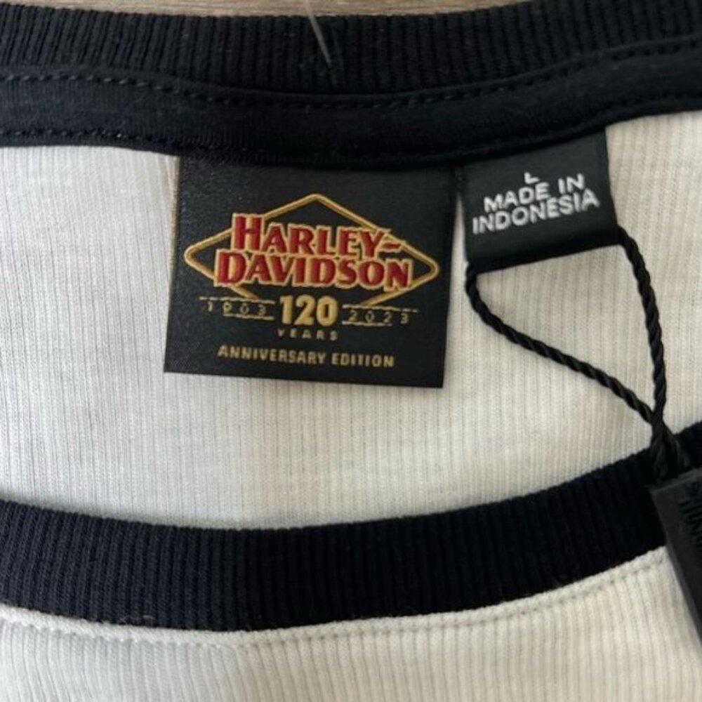 Harley-Davidson Womens 120th Anniversary Raglan Baseball Tee With 3/4 Sleeves L - Picture 6 of 15